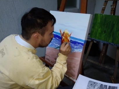 Juancho en el mar - Pintura al oleo